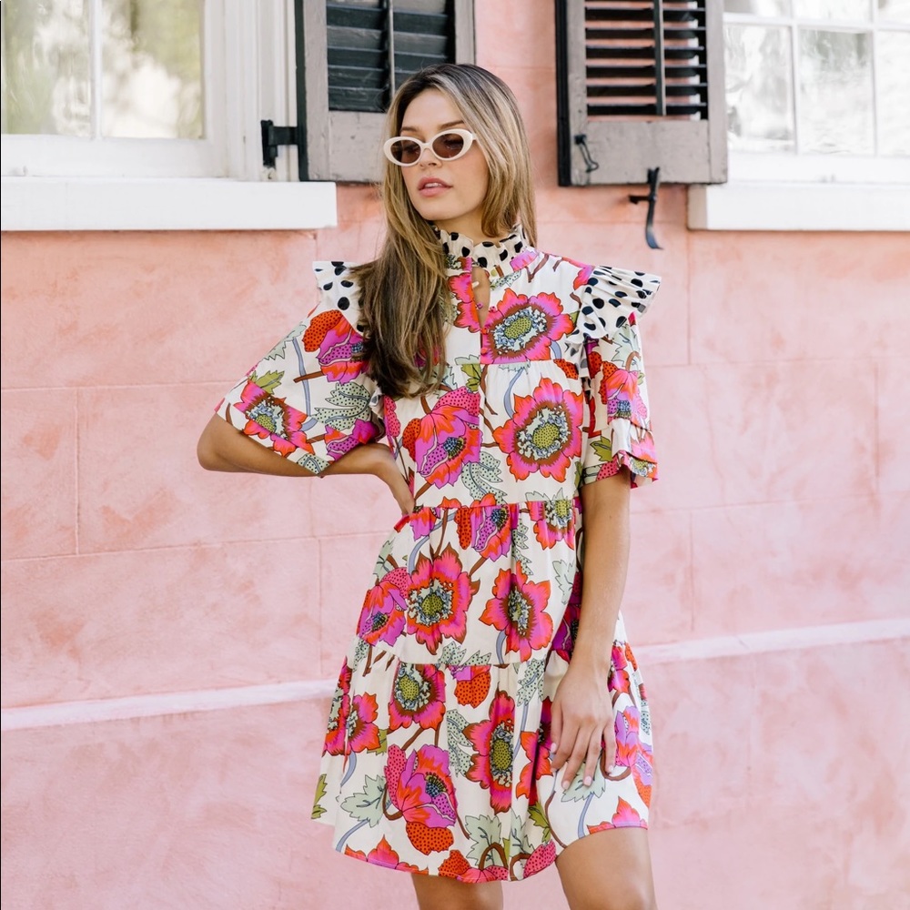 Crosby by Mollie Burch Maisie Dress in Peony and polka dot.